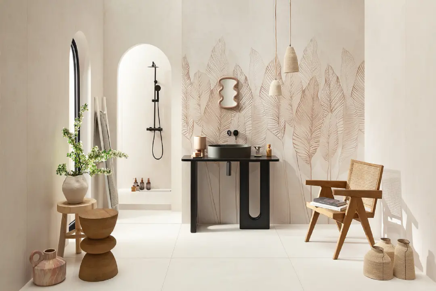 Minimalistyczna łazienka Japandi